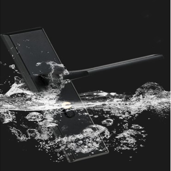 Modern Door Handle with Lock, Black, Mortise Lockset - Picture 2 of 6